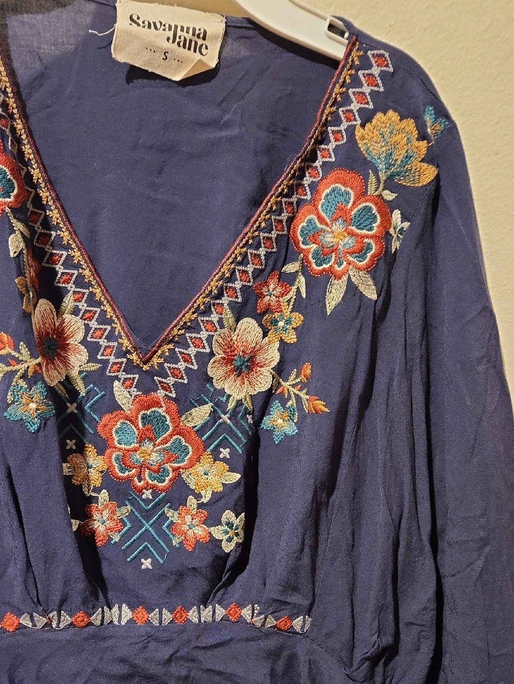 ❤️ SAVANNA JANE EMBROIDERED BOHO PEASANT TOP, SMALL - Picture 4 of 7